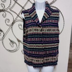 CHAPS Denim cotton blend patterned sweater vest, XL